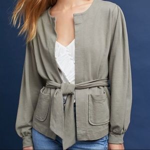 NWT Anthropologie T.La Khaki Tiefront Sweater